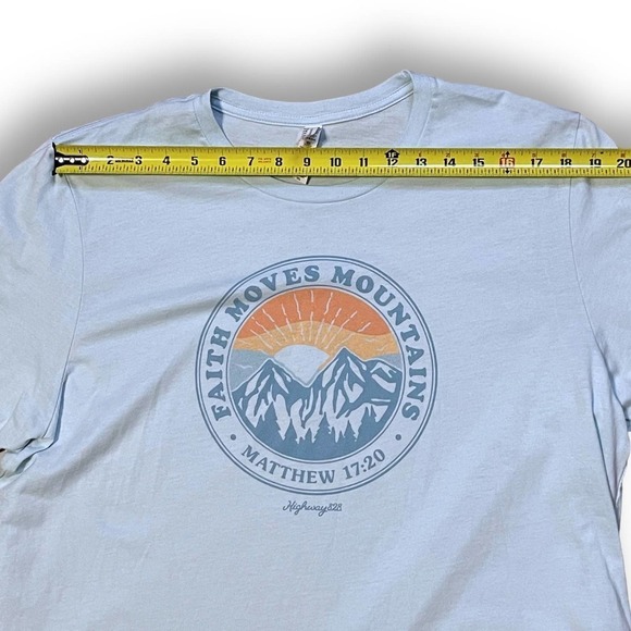 Bella Canvas Blue Faith Moves Mountains T-Shirt Jesus Tee Size 2XL - Picture 3 of 7